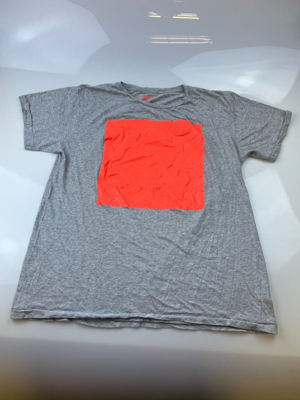 Mads Nørgaard Grey Single Organic Tee with Neon Square Print N255-13
